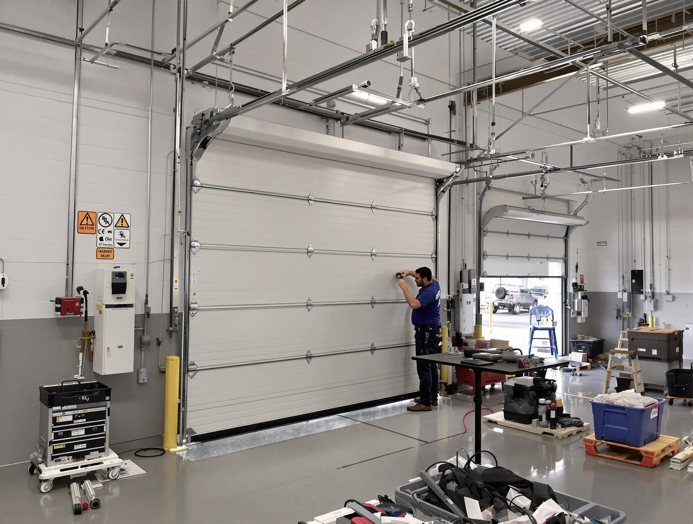 Commercial garage door repair being performed by Gresham Park Garage Door Repair expert in Gresham Park