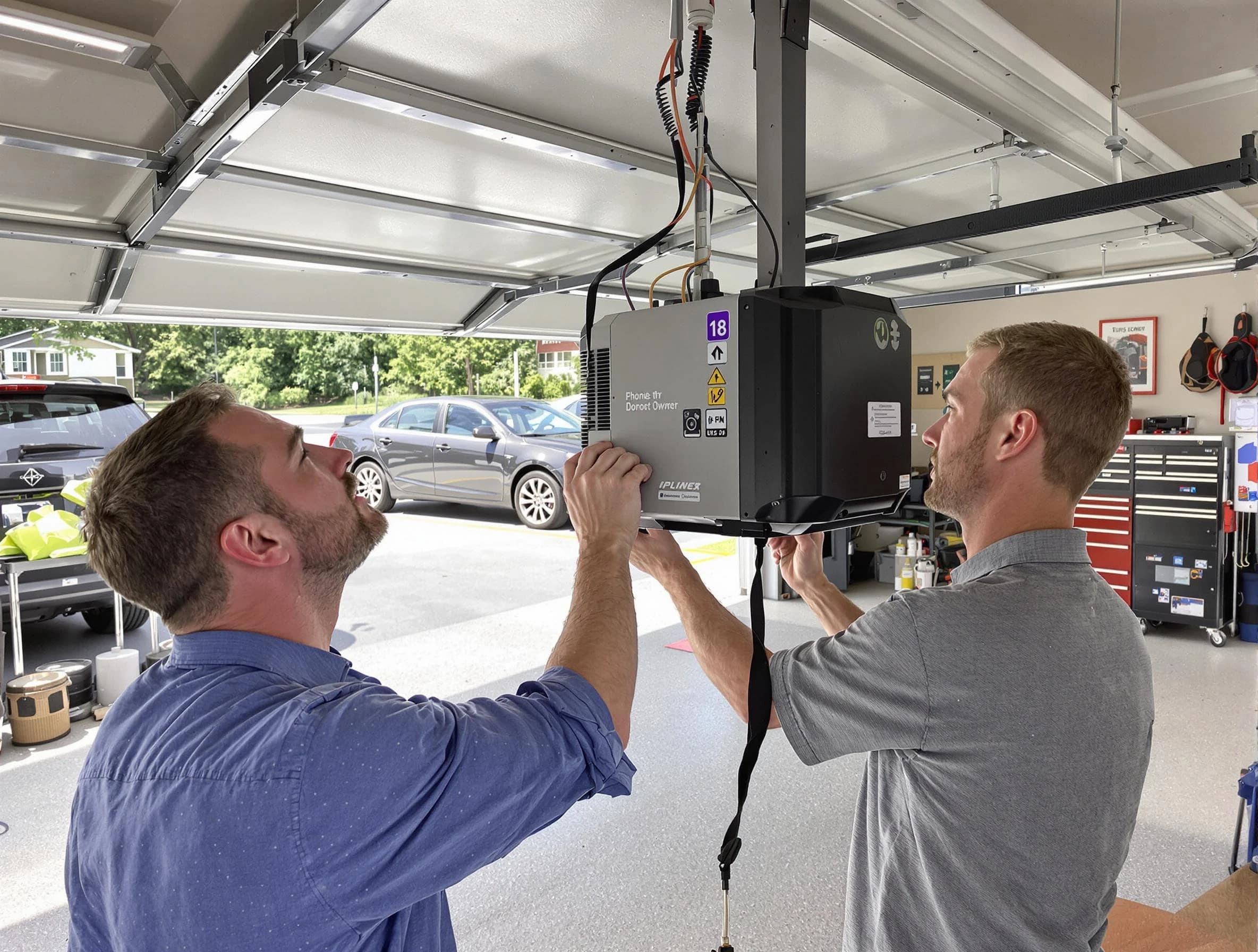 Gresham Park Garage Door Repair technician installing garage door opener in Gresham Park
