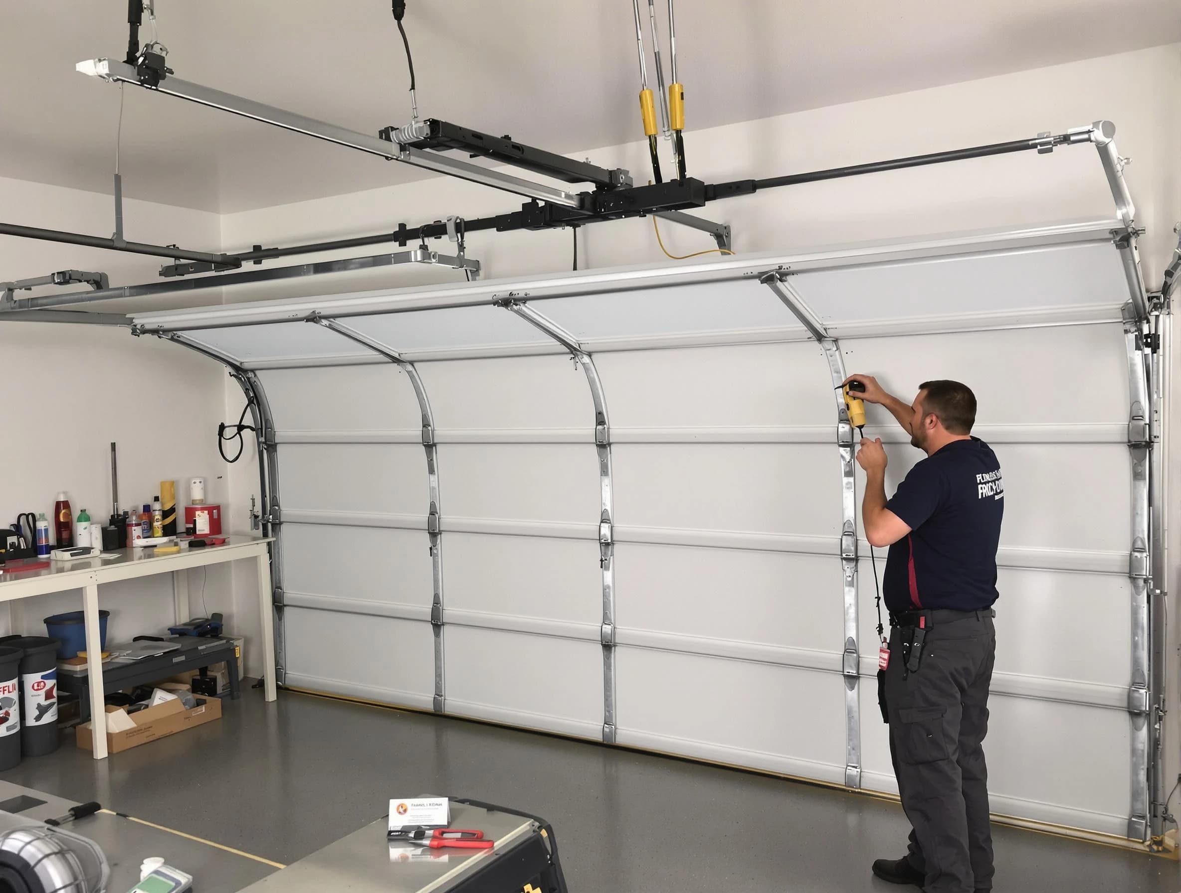 Gresham Park Garage Door Repair certified technician performing overhead door system repair in Gresham Park