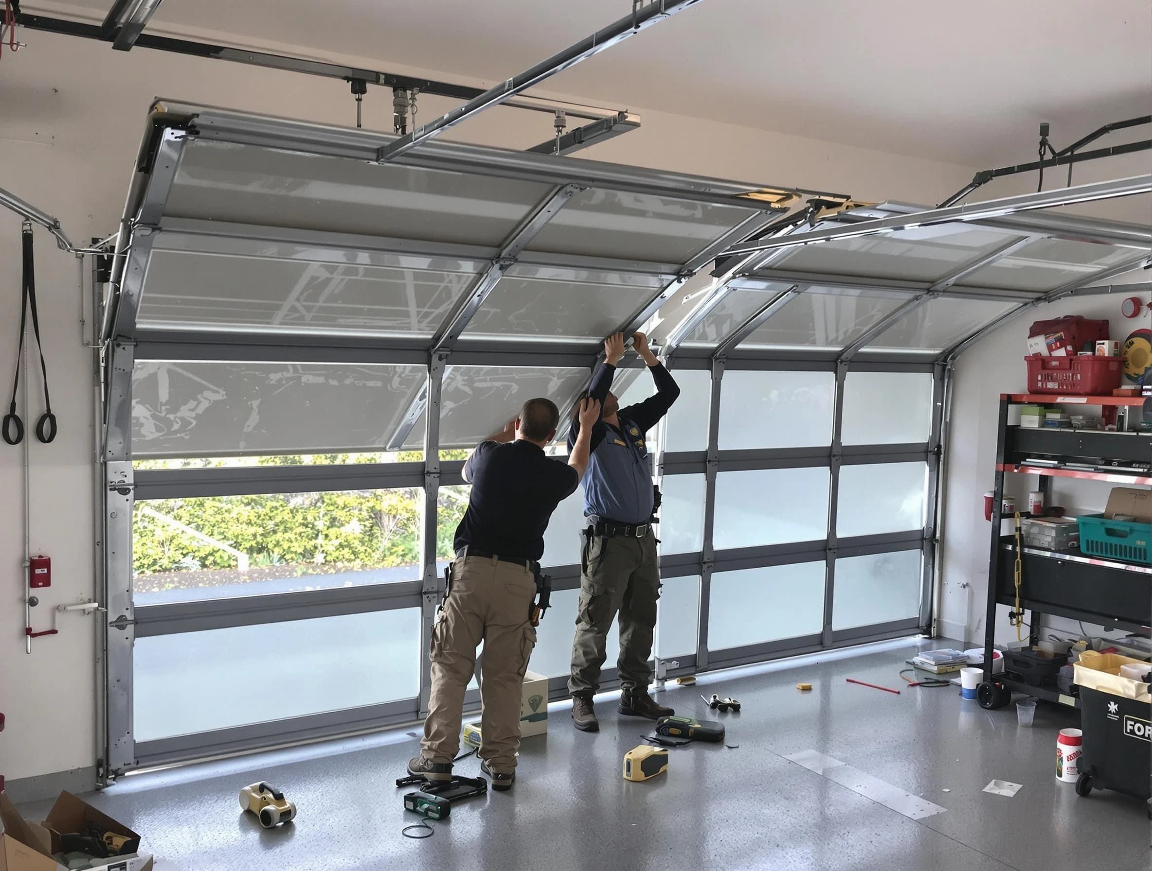 Gresham Park Garage Door Repair expert performing precise panel replacement on Gresham Park garage door