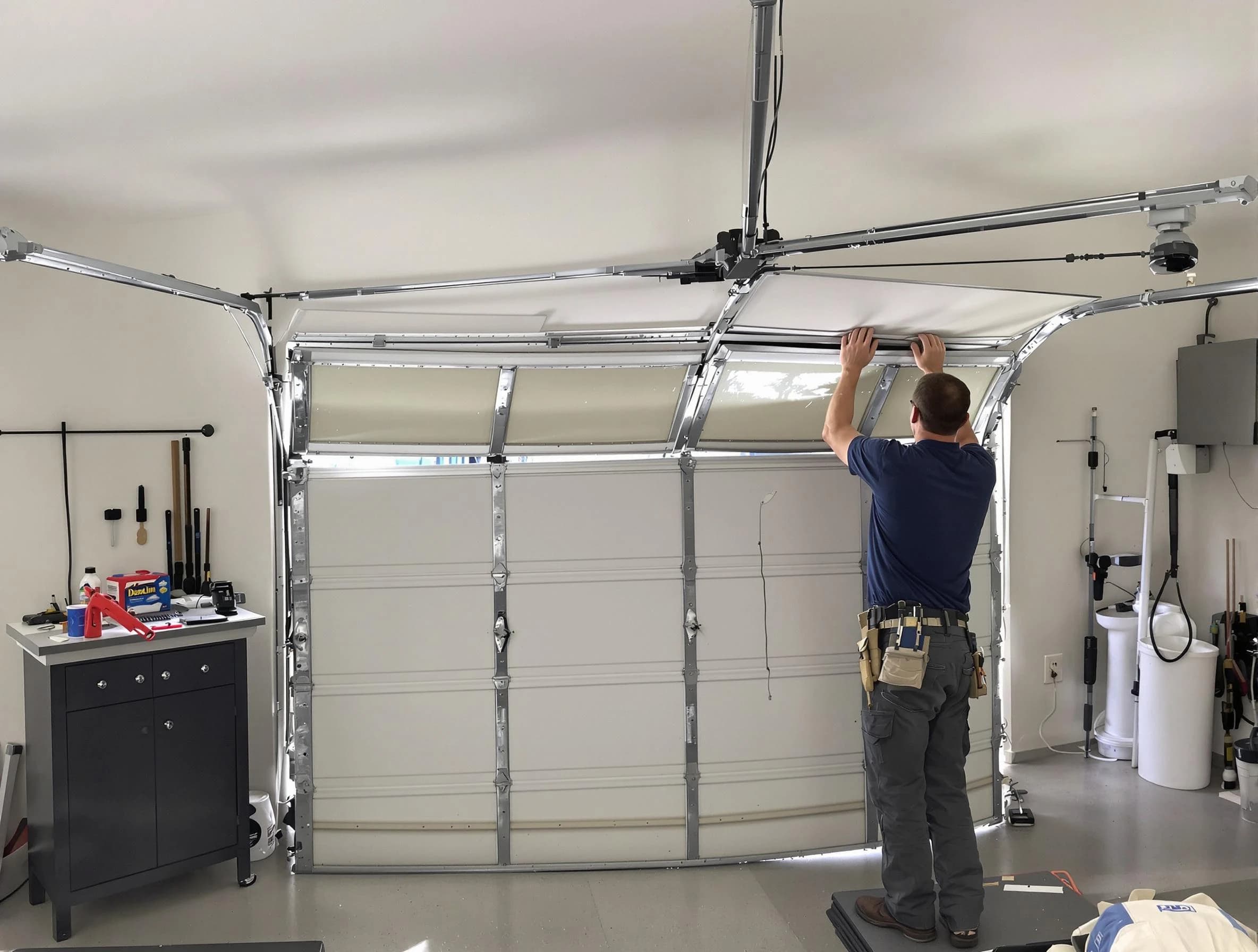 Gresham Park Garage Door Repair specialist performing precise section replacement on Gresham Park garage door