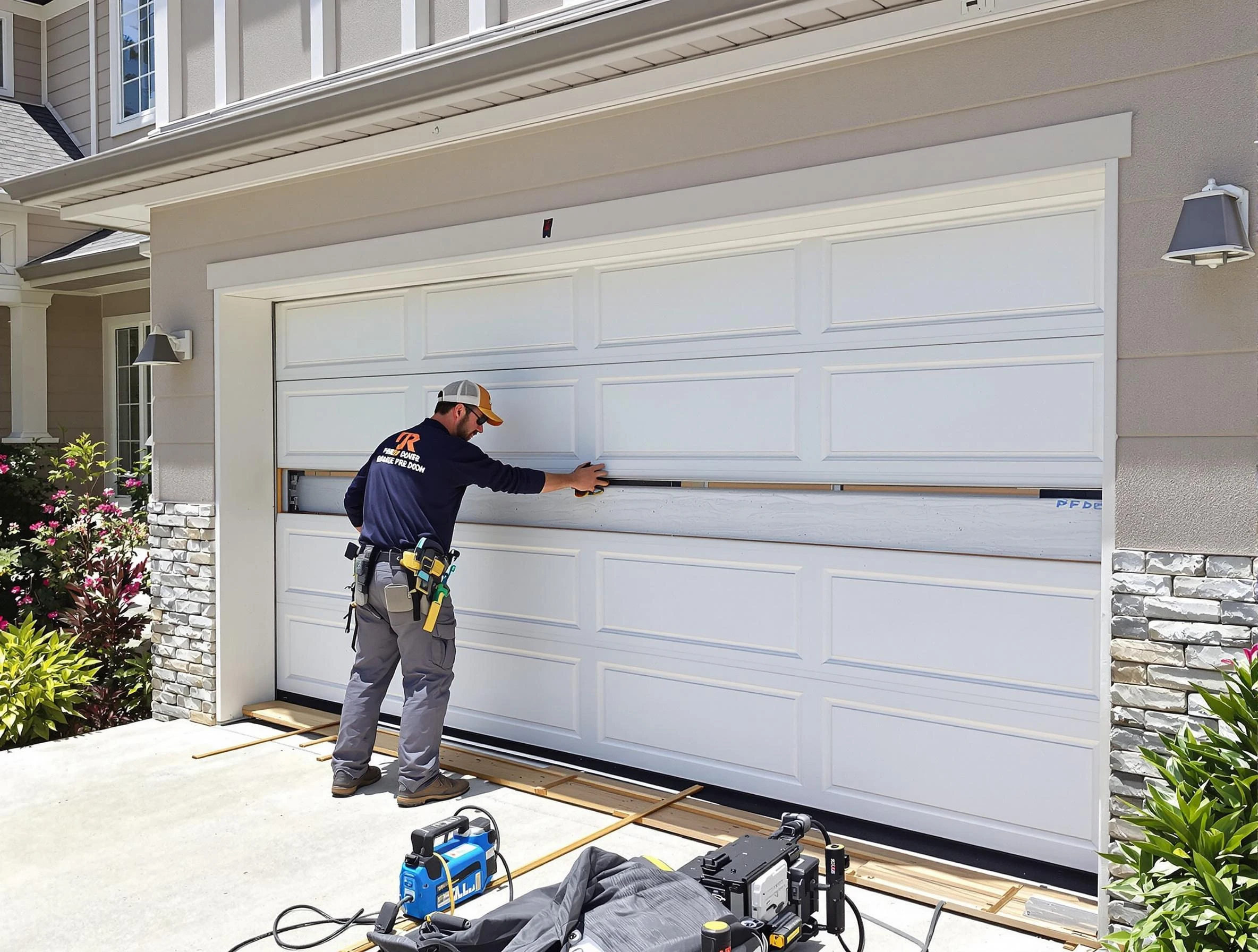 Gresham Park Garage Door Repair team performing complete garage door replacement at Gresham Park residence