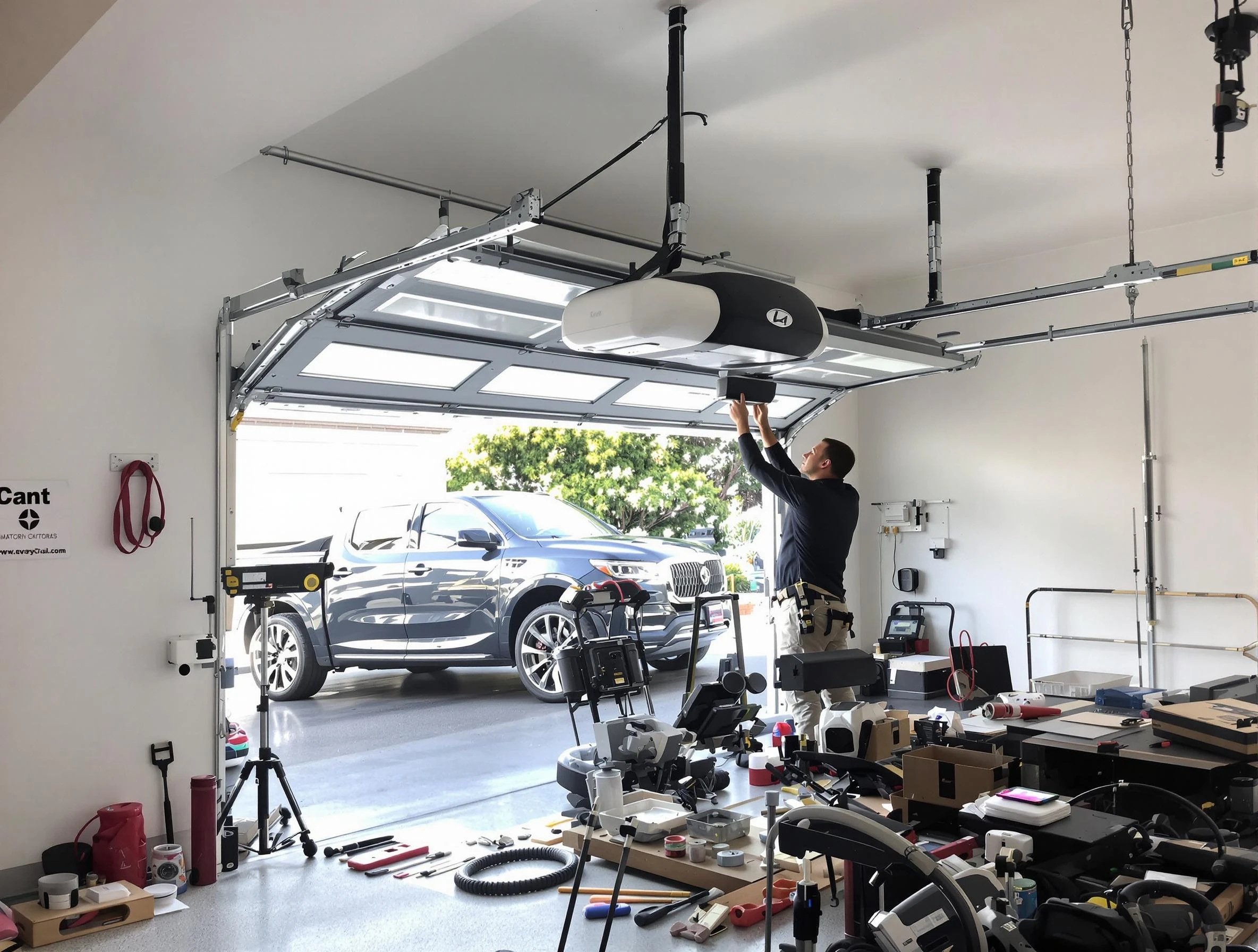 Gresham Park Garage Door Repair specialist installing smart garage door opener system in Gresham Park home