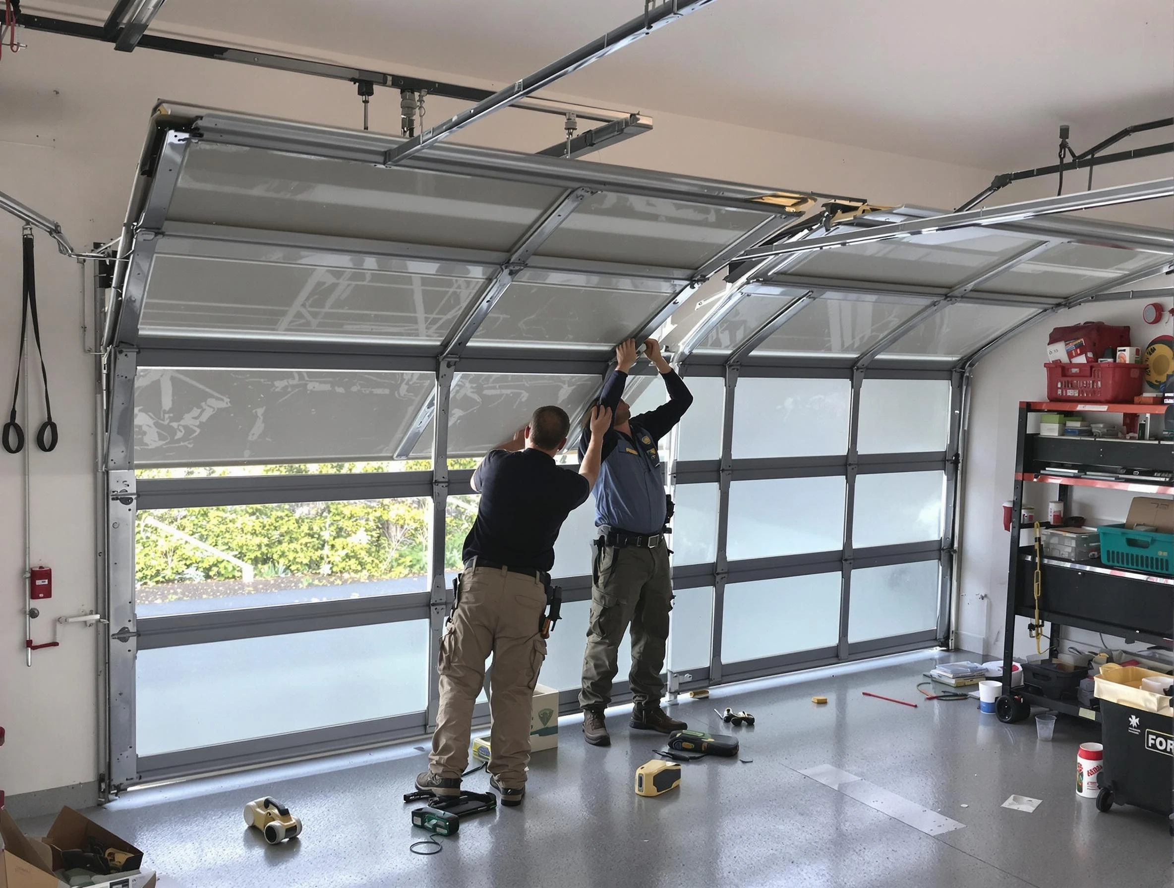 Gresham Park Garage Door Repair expert performing precise panel replacement on Gresham Park garage door