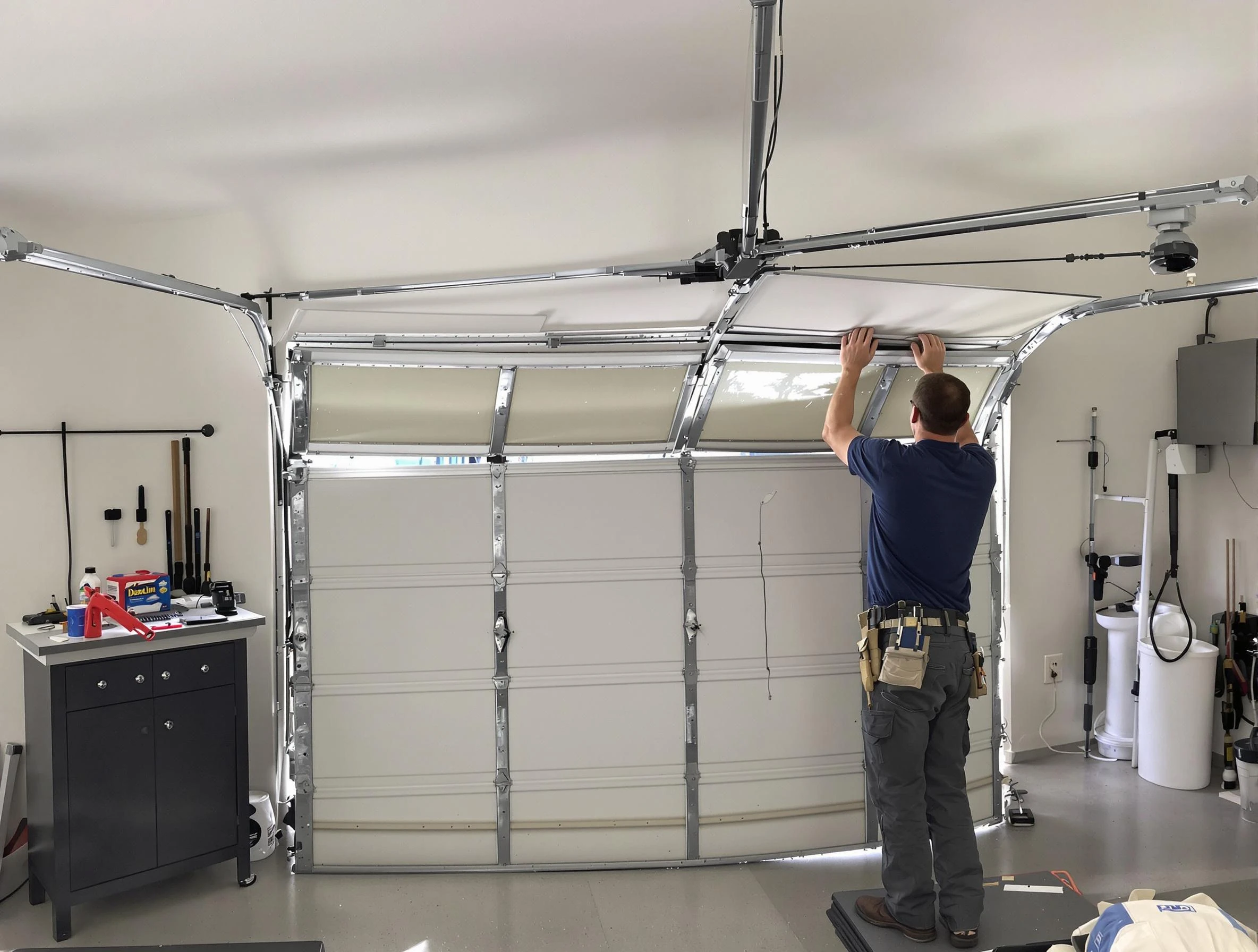 Gresham Park Garage Door Repair specialist performing precise section replacement on Gresham Park garage door